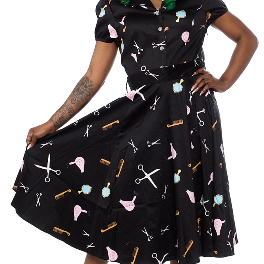 Hearts & Roses London Black Salon shirt dress BNWT size M